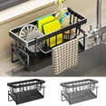 thumbnail image 1 of Sponge Rack Sink Dish Rack Space Saving Dish Rack Kitchen Sink Caddy Over The Sink Rack Kitchen Sink Rack Organizer, Black, 9.1x3.5x4.3in, 1 of 8