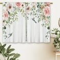 thumbnail image 6 of Farmhouse Pink Flower Kitchen Curtains Botanical Leaves Rose Small Short Cafe Window Curtains Floral Hummingbird Wooden Barn Bathroom Drapes Treatment Tier Curtains 2 Panels (27.5x36 Inch), 6 of 6