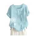 thumbnail image 5 of Plus Size Tops For Womens Casual Loose Button Linen Plus Size Daily Boho Tanic T-Shirt Blouse Tops, 5 of 5