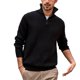 thumbnail image 2 of Mens Long Sleeve Stand-Up High Collar Shirt Slim Fit Knit Zip T Shirt Tops Tee, 2 of 8