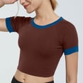 thumbnail image 4 of SAWOBUUN Women Contrast Cute Crop Tops Raglan Sleeves Round Neck Slim Fit Summer T Shirts, 4 of 5