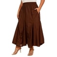 thumbnail image 4 of Beautybatik Brown Women Cotton Boho Gypsy Long Maxi Godet Flare Skirt 1x, 4 of 6