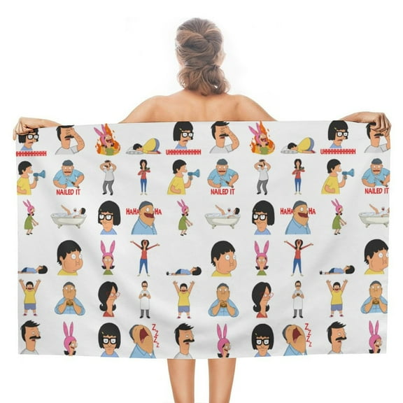 Bob's Burgers Bath Throw Towel Quick Dry Towel for Swimmers Sand Proof Beach Towels Pool Swimming Towels 51" X 31"