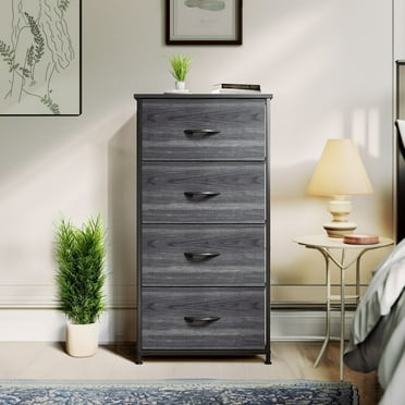 ModFusion Charcoal Black 4-Drawer Fabric Dresser for Adults & Teens, Sturdy Frame, Plastic Handles
