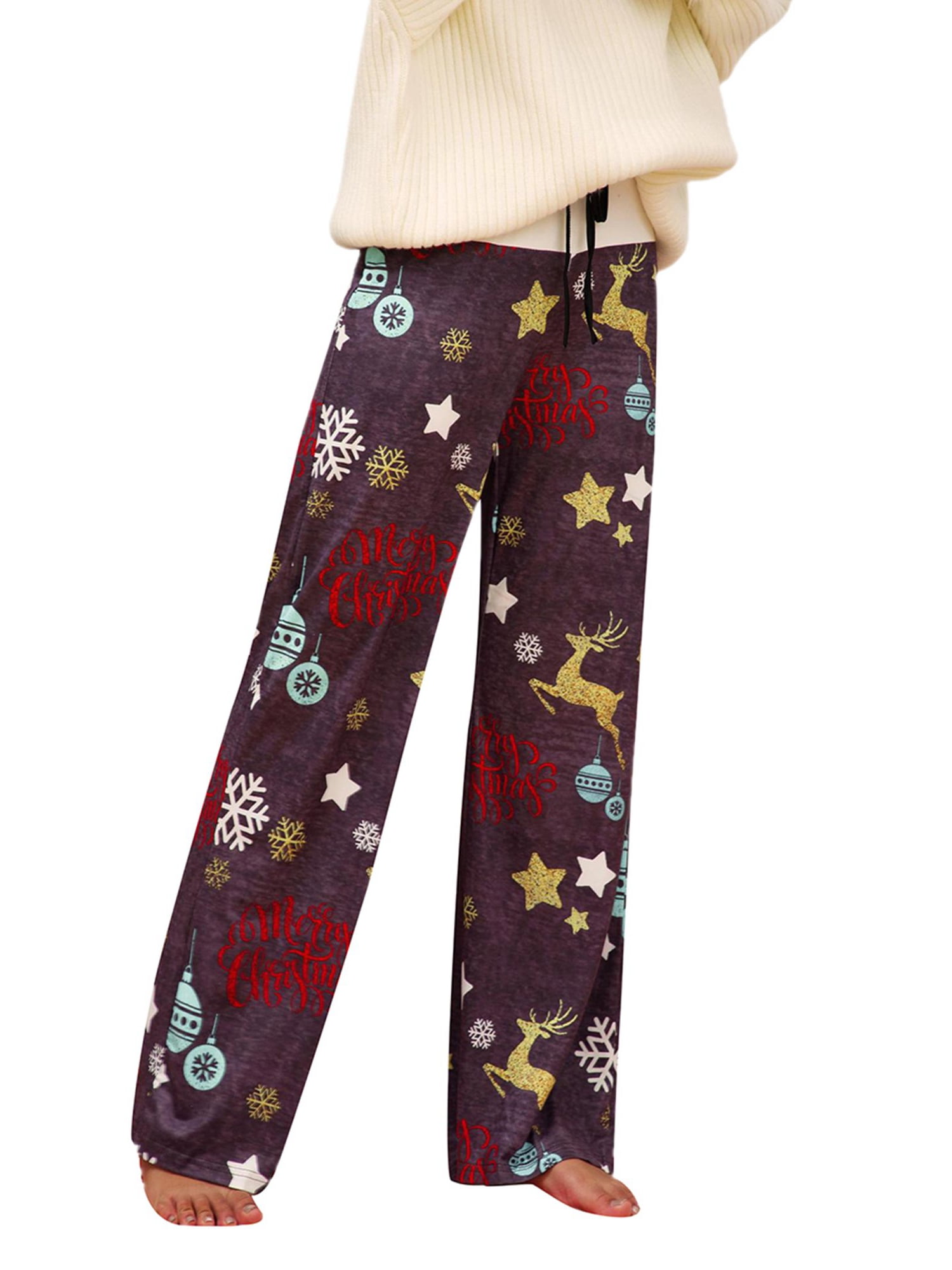 Civilize Scrutiny subtle BenBoy Soft Stretch Christmas Print Pajama Pants for Women Casual Wide Leg  Pants - Walmart.com