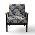 thumbnail image 4 of Designart « Roses de Cobalt Bleu Renaissance VI » Fauteuil d'Appoint Rembourré à Motif de Roses Bleues - Fauteuil de Style Champêtre pour Salon, 4 of 7