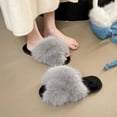 thumbnail image 2 of CHUMUD Women's Faux Fox Fur Slippers - Plush Open-Toe Mules with Cushioned Non-Slip Sole, Cozy Winter Slides, 2 of 9