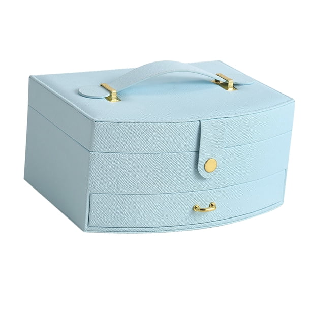 Caja de almacenamiento de joyas, joyero con espejo, joyero organizador, joyero portátil, máxima comodidad Jadeshay A