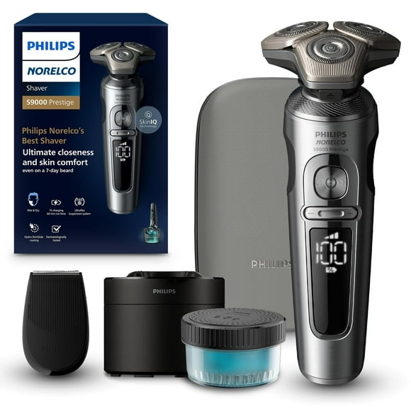 Afeitadora Rotativa Eléctrica Philips Norelco S9000 Prestige Recargable SP9841/84 con Recortadora de