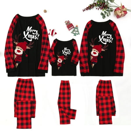 

Christmas Gifts Christmas Pajamas for Family Xmas Pajamas Pjs Sleepwear Outfits Matching Set Polyester Black L