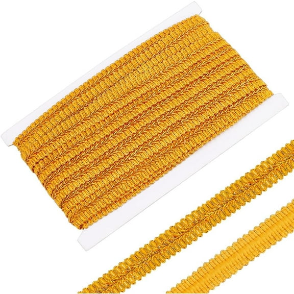 11 Yards Gold Metallic Braid Lace Trim 0.6 Inch Wide Polyester Gold Centipede Gimp Trim Sewing Centipede Ribbon for Sewing Costume DIY Crafts Upholstery Curtain Slipcover Decoration