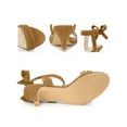 thumbnail image 2 of BLISSFUL STEP Women's Shoes Kitten Heel Ankle Strap Open Toe Bow Tie Sandals Brown 9, 2 of 6
