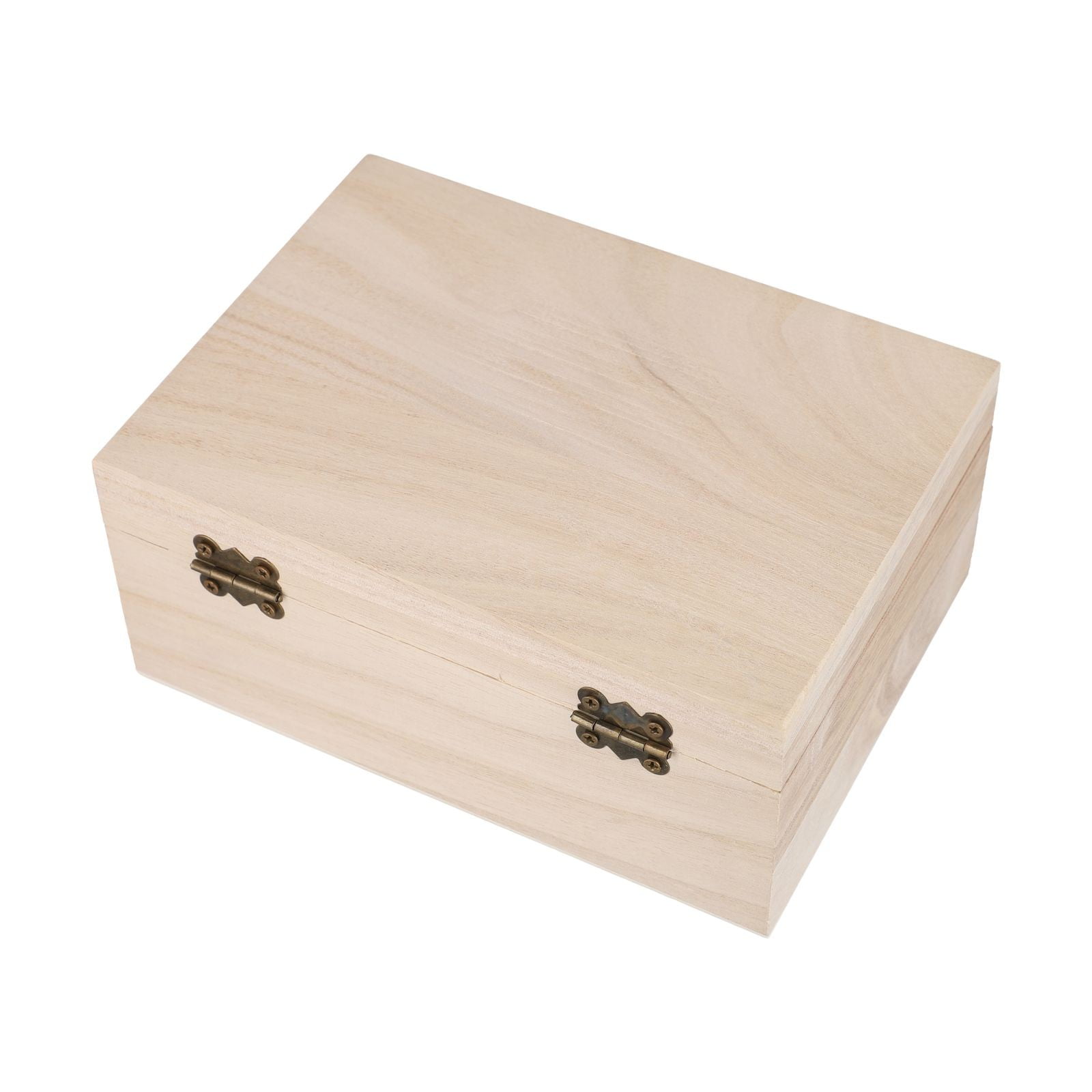 SOFEIYA Plain Wood Wooden Square Hinged Storage Boxes Craft Box