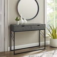 thumbnail image 2 of Table d'Entrée en Faux Shagreen Glam Moderne à 2 Tiroirs en Gris, 2 of 7