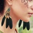 thumbnail image 3 of Feather Earrings for Women Vintage Boho Earrings Long Feather Earrings Black Feather Tassel Earrings Western Bohemian Jewelry for Women, 3 of 6