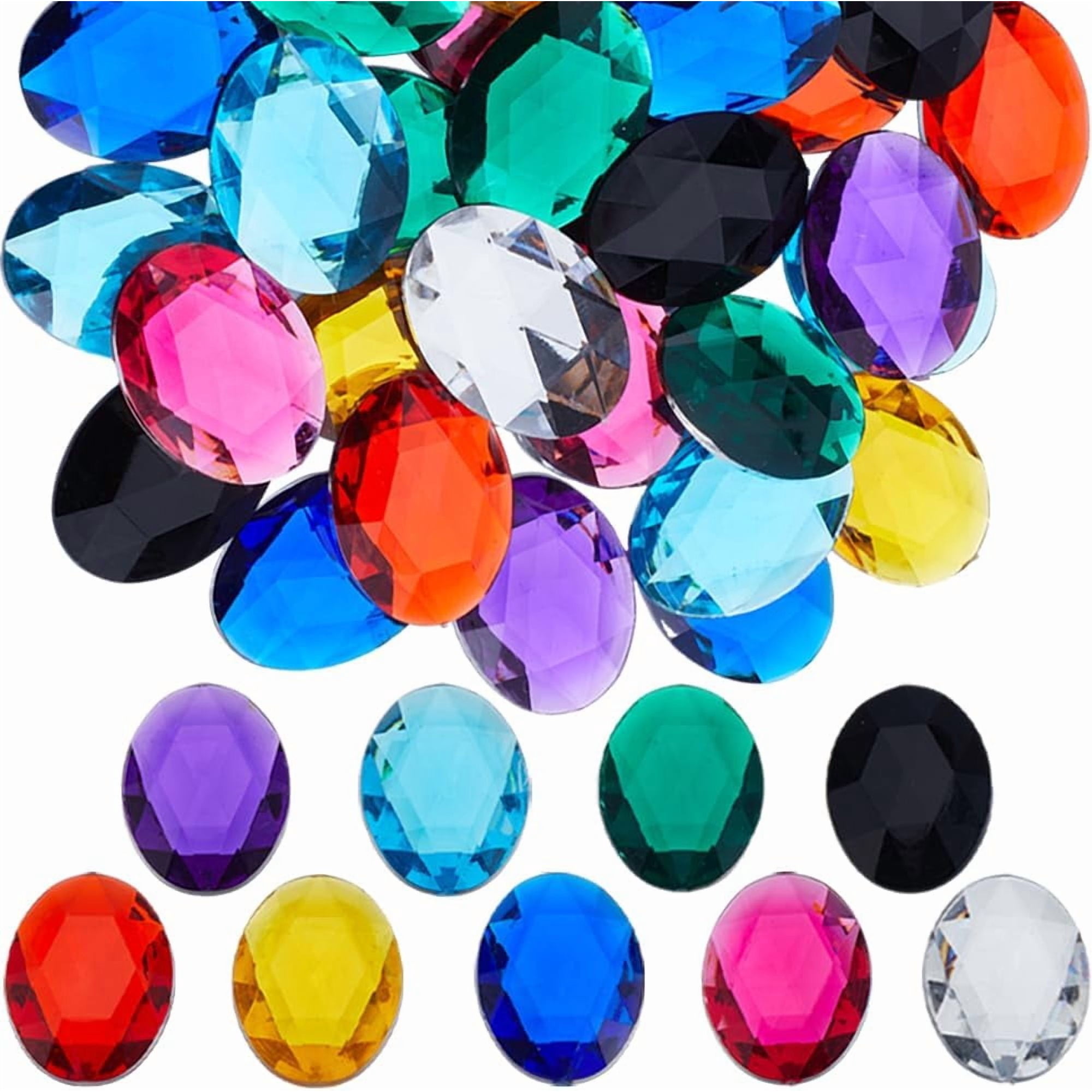 36Pcs 9 Colors Oval Acrylic Rhinestones Flatback Gem Stones Faceted Rhinestone Gems Colorful Plastic Jewels Embellishments for Dress Accessories Jewelry Making Costume Arts Craft 40x30mm Mixed Color