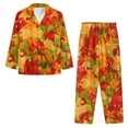 thumbnail image 3 of Renewold Women Button Pajamas Set of 2 Pumpkins Maple Leaves Pj Set Snug-Fit Sleepwear Athletic Clothing for Vacation Home Party Thanksgiving Fall Winter Nightwear Indoor Loungewear Size XL, 3 of 6