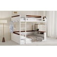 thumbnail image 6 of Harper & Bright Designs Low Bunk Bed Queen over Queen with Storage Shelves, Wood Bunk Bed with USB Charging Station and LED Light, White, 6 of 11