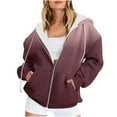 thumbnail image 2 of Sevevn Coats for Women Women's Casual Printed Zippered Long Sleeved Hooded Sweater Jacket Top Rollbacks, 2 of 6