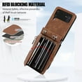 thumbnail image 6 of for Samsung Galaxy Z Flip 4 5G Case with Zipper Card Holders and Crossbody Strap & Short Belt for Women, RFID Blocking PU Leather Button Flip Shockproof Wallet Case Cover - Brown, 6 of 11