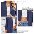 thumbnail image 4 of Blusa cubierta Ticfox con dobladillo con volantes y manga 3/4 Color puro azul marino XXL, 4 of 5
