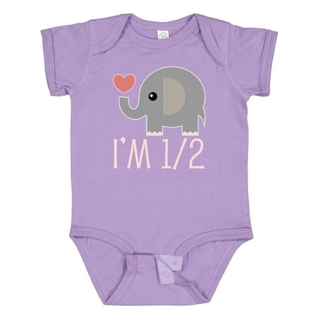 

Inktastic Half Birthday Cute Elephant Gift Baby Girl Bodysuit