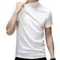 thumbnail image 2 of renvena Mens Mock Turtleneck Solid Knit Pullover Sweater Short Sleeve Slim Fit Tops Undershirt, 2 of 7