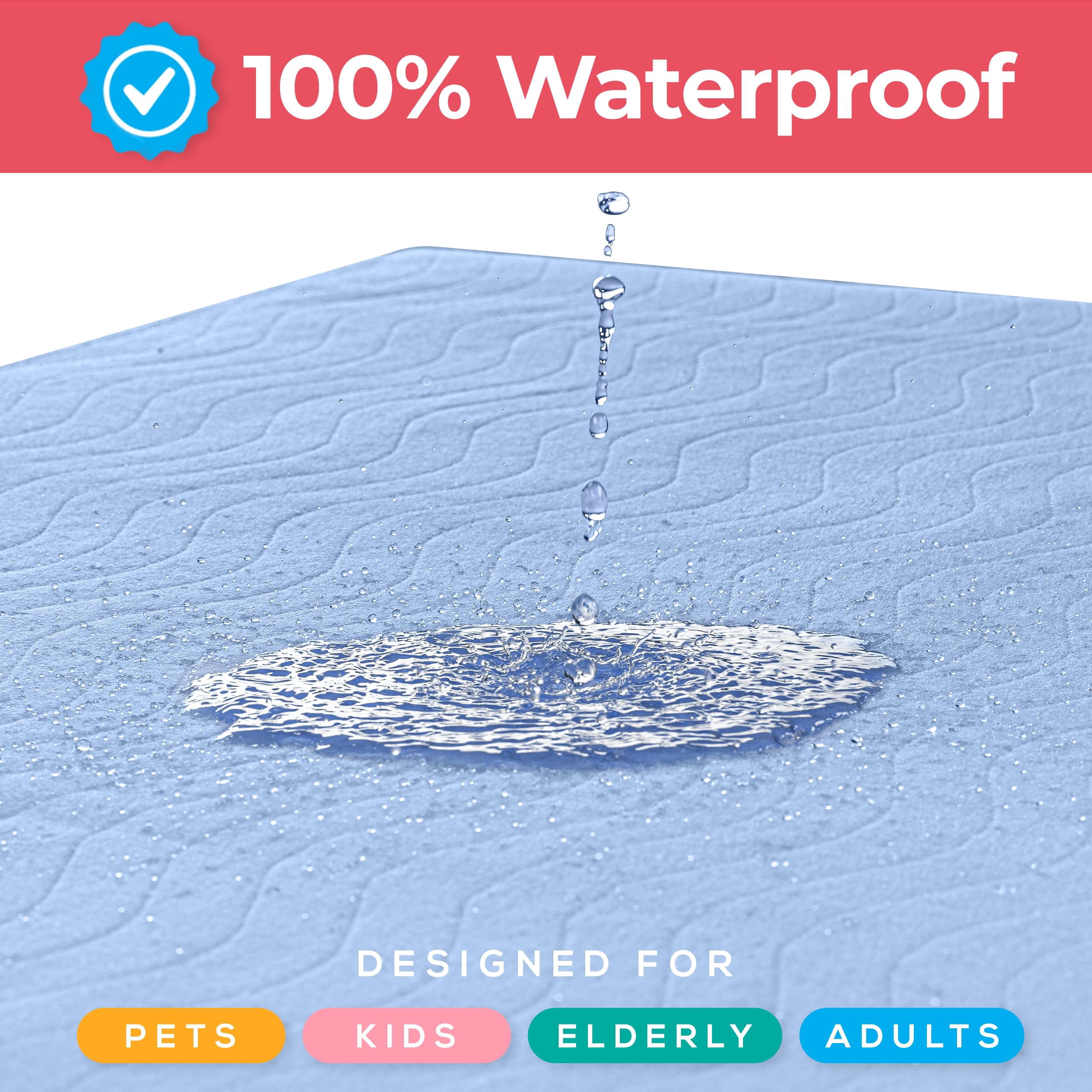 Utopia Bedding Washable Underpads 18" x 24" (Pack of 4), Waterproof Reusable Heavy Absorbency Incontinence Bed Pads for Adults, Kids, Elderly and Pets, Bedwetting Pads for Sofa and Couch (Blue)