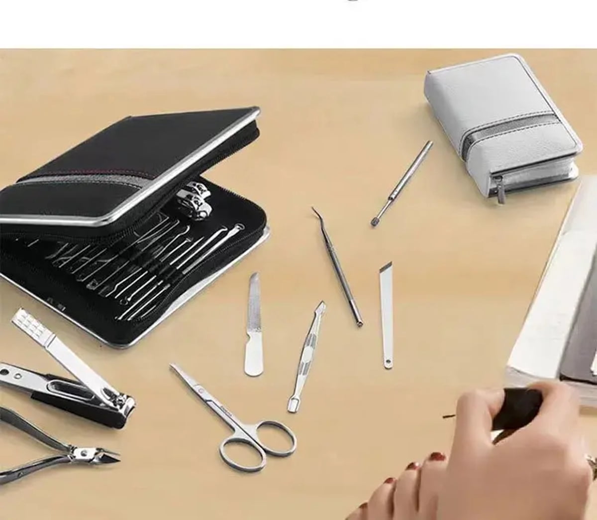 Cterwk 26 Pack Manicure Pedicure Set Stainless Steel Nail Clippers Men Women Grooming Kit Professional Nail Care Tools, White