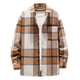 thumbnail image 1 of Camisa de franela con forro polar de sherpa para hombre de Augper, chaqueta cálida con botones y cuadros, 1 of 3