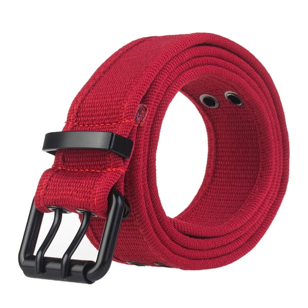 Qarigey Cinturón de cintura Accesorio de moda ajustable informal Transpirable con hebilla de metal Correa de negocios al aire libre unisex para Cinturones Rojo Qarigey AP012283-01