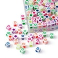 thumbnail image 2 of 1Box 210Pcs 6 Colors Opaque White Acrylic European Beads Large Hole Beads Cube with Heart White 7x7x7mm Hole: 4mm 35pcs/color, 2 of 5