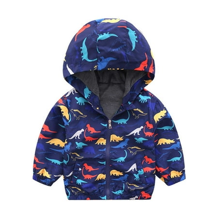 

Tarmeek Fall Winter Coats for Toddler Kids with Hoods Baby Boys Girls Cute Cartoon Dinosaur Pattern Windproof Jacket Hooded Coat
