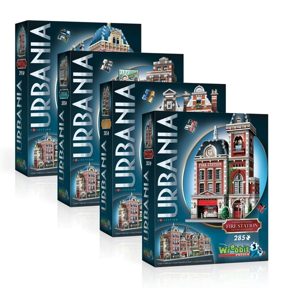 Wrebbit 3D - Urbania Collection 3D Jigsaw Puzzles Bundle of 4: Hotel, Cinema, Café and Fire Station