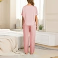 thumbnail image 5 of Goodtrade8 Woman Pajama Set Short Sleeve 2 Piece V-Neck Sleepwear Lightweight Casual Plain Womens Pj Tops, 5 of 7