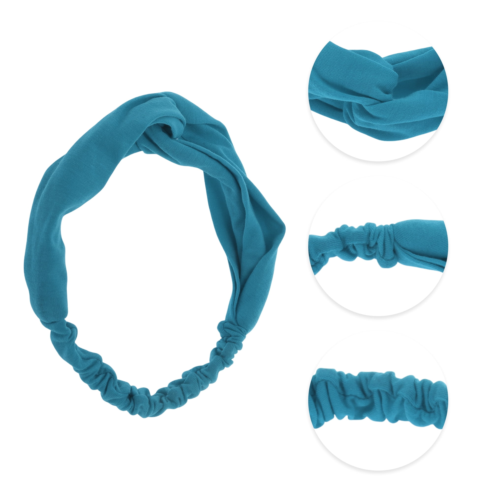 Unique Bargains Stylish Simple Solid Elastic Cross Headwrap Light Blue