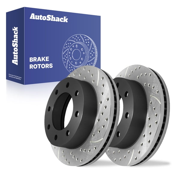 AutoShack Front Drilled & Slotted E-Coated Brake Rotors 13.65" (346.8 mm), 2pcs, Compatible with Ford F-250 Super Duty 2005-2012 4WD 5.4L 6.0L 6.2L 6.4L 6.7L 6.8L