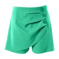 thumbnail image 4 of Ruimatai Women's Pleated Shorts Classic Slim Fit Button Front High Waist Stretch Comfort Summer Casual All Match Short Pants, 4 of 4