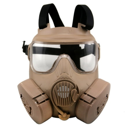 Cosplay CS Wargame Airsoft Double Filter Fan Safety Gas Mask Perspiration Dust Full Face (Best Gas Mask For The Money)