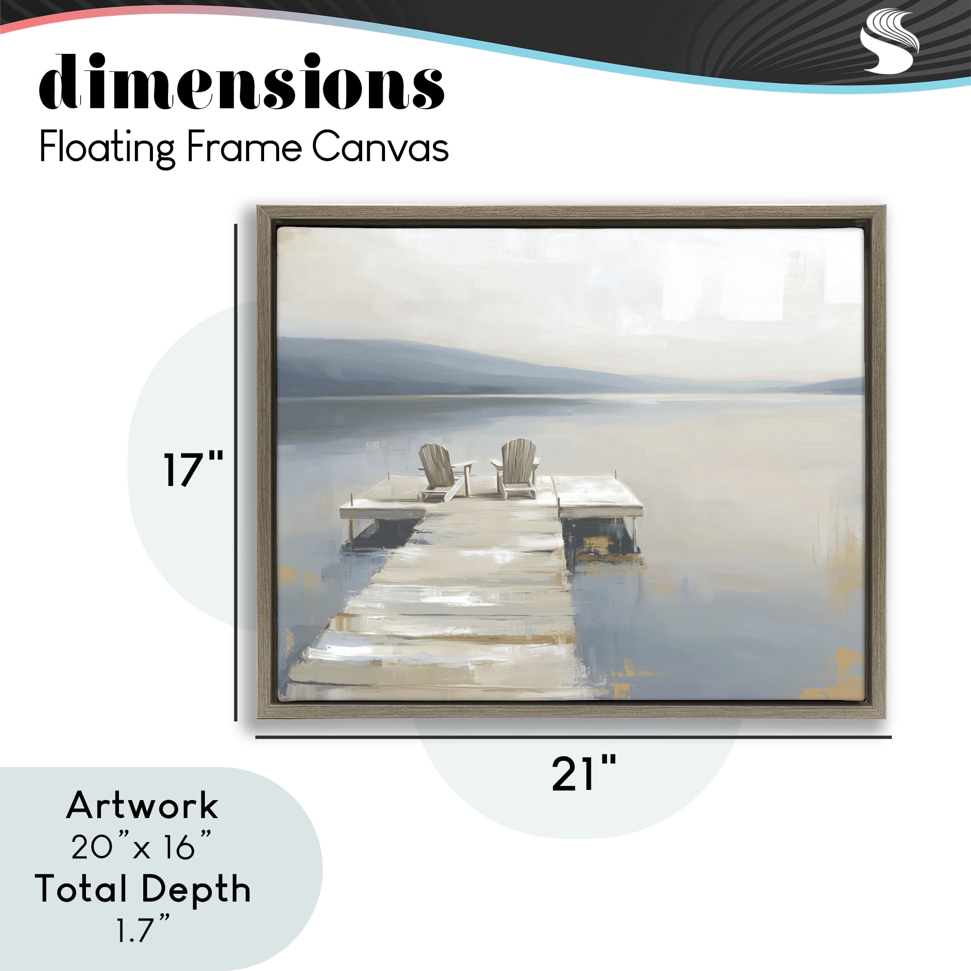 Stupell Industries Adirondack Chairs on Pier Brown Framed Floater Canvas Wall Art, design by Kim Curinga