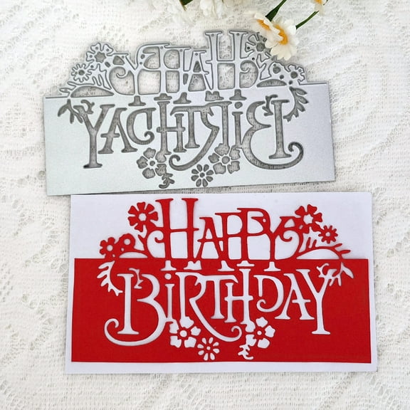 Die Cuts for Card Making, Ouginx Happy Birthday Edge Card Metal Cutting Dies DIY Die Cutters Die Stencils for Scrapbooking, Embossing & More
