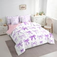 thumbnail image 3 of Feelyou Dreamy Purple Bow Bedding Comforter Set 7-Piece for Girls, Cartoon Bowknot King Bedding Sets, Cute Princess Cartoon Reversible Bed Sheets, Luxury Bedroom Decor, 3 of 7