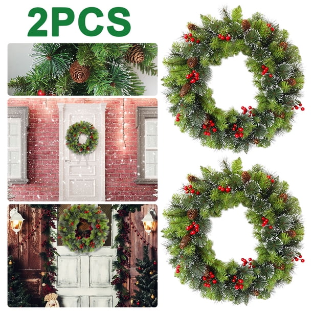 Guirnalda Conos Pino Artificiales para Navidad Colgantes Guirnaldas Frutas Navideñas (40cm) Color Rojo 2 Uds.