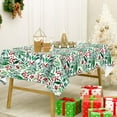 thumbnail image 4 of Christmas Tablecloth Red Berries with Green Leaves Rectangle Holly Fabric Table Cover Washable Xmas Table Cloth for Picnic Home Kitchen Dining Table, 60 x 102 Inch, 4 of 7