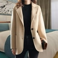 thumbnail image 4 of comerut Women Winter Coat Solid Color Loose Lapel Thicken Cardigan Keep Warm Long Sleeves Single-breasted Autumn Coat for Dating, 4 of 8