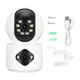 thumbnail image 1 of Cámara de seguridad de doble lente Bling Bling 4 MP HD wifi con soporte para hogar tienda almacén oficina, 1 of 12