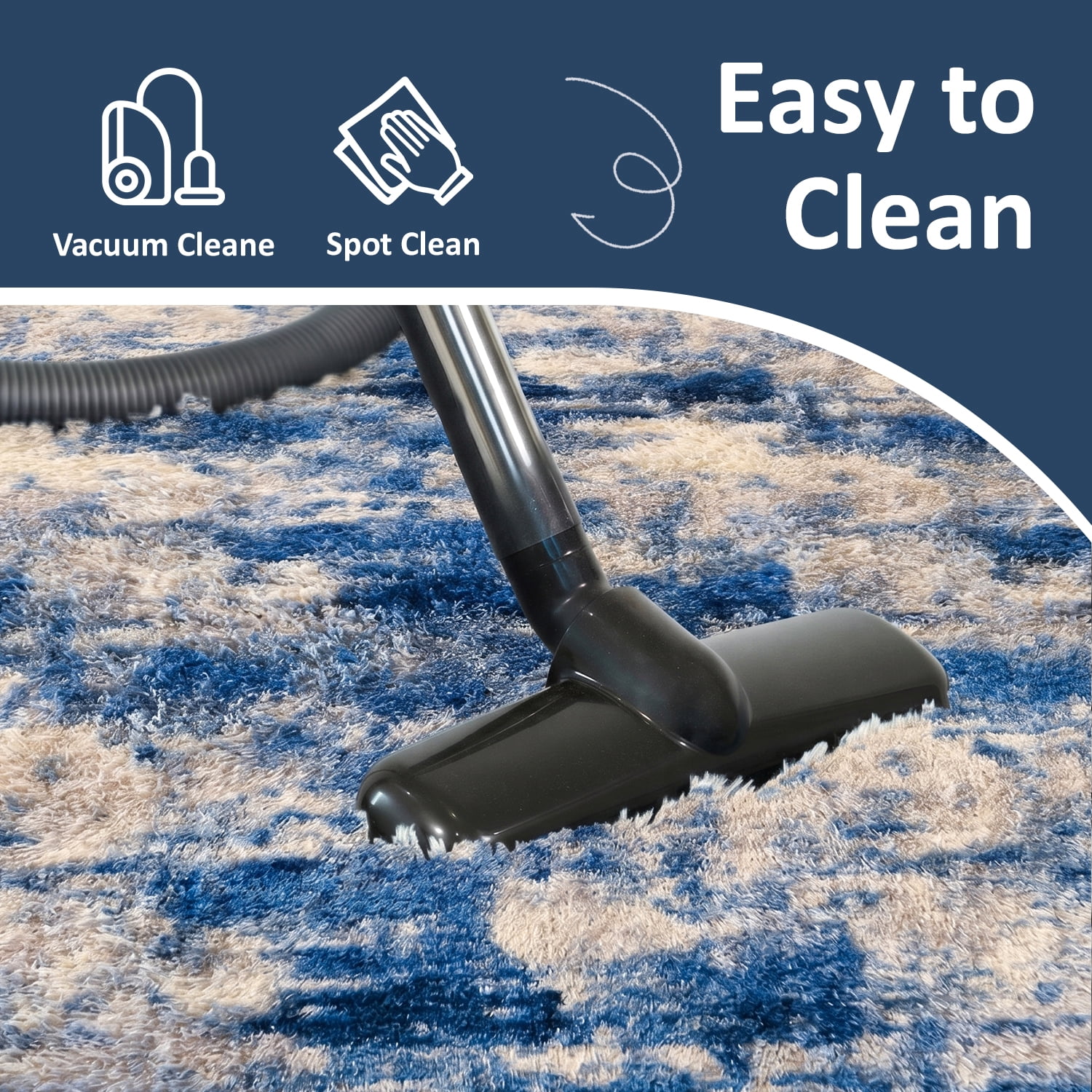Pentantan 8ft x 10ft Shag Area Rug, Soft Fluffy Rugs for Living Room Bedroom, Modern Tie-dye Home Carpet, Blue