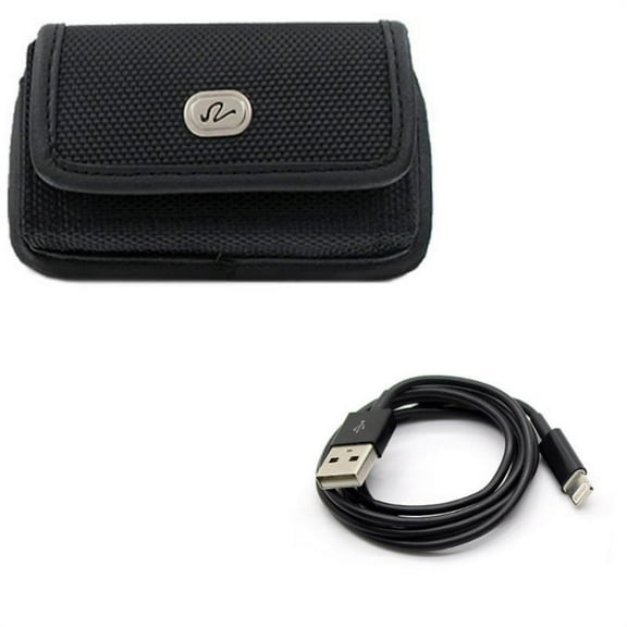 Case Belt Clip w 6ft USB Cable for iPhone 8/7/6S/6 - Rugged Holster Canvas Cover Pouch, Charger Cord Power Wire Long Sync for iPhone 8/7/6S/6 Models