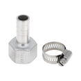 thumbnail image 1 of Accesorios de manguera de acero inoxidable 304 Unique Bargains 5/8" OD 3/4" BSPT conector hembra para aire, agua, aceite, gas, combustible, 1 juego tono plateado, 1 of 1