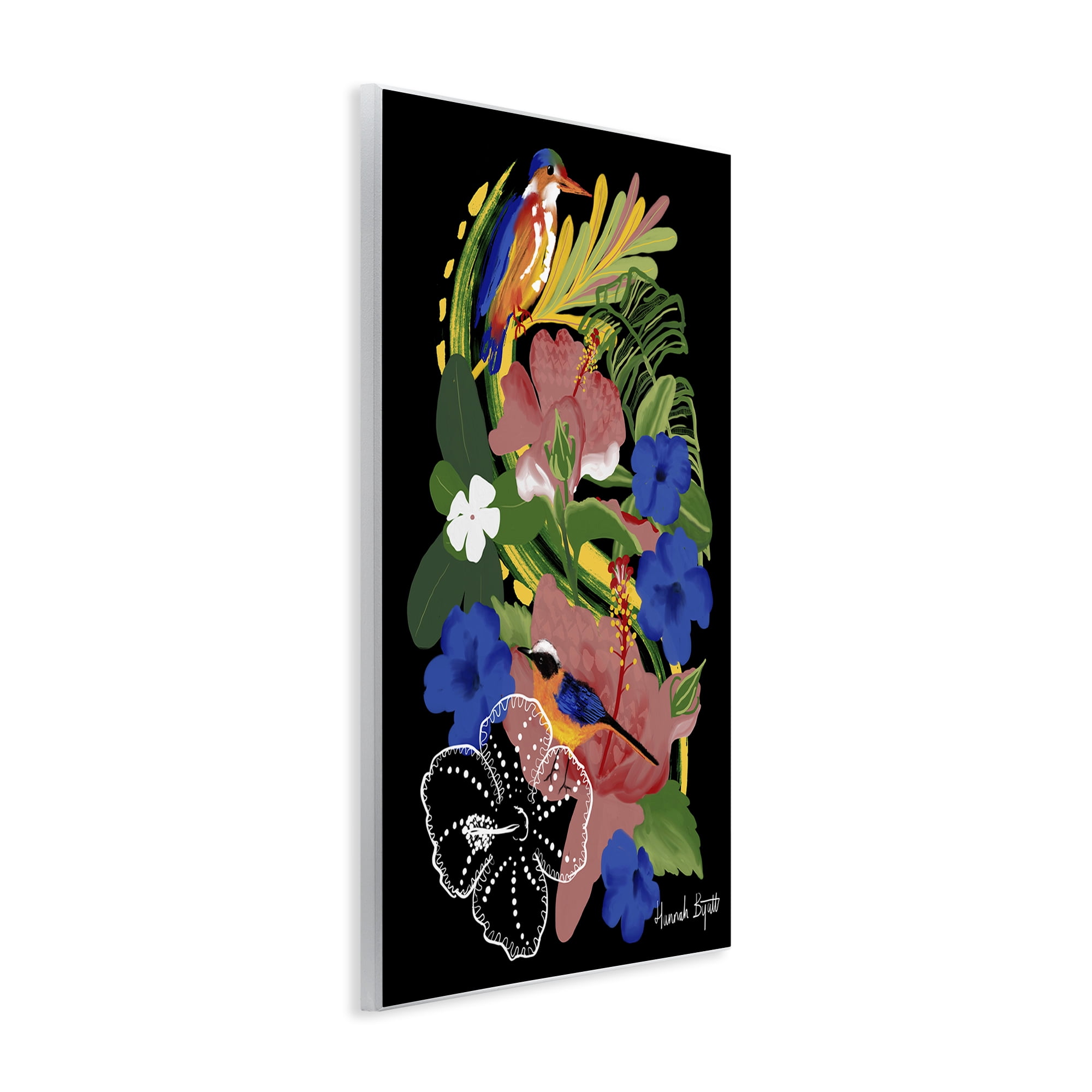 Stupell Industries Tropical Gambia Style Florals Animals Painting Unframed Art Print Wall Art, 13 x 19